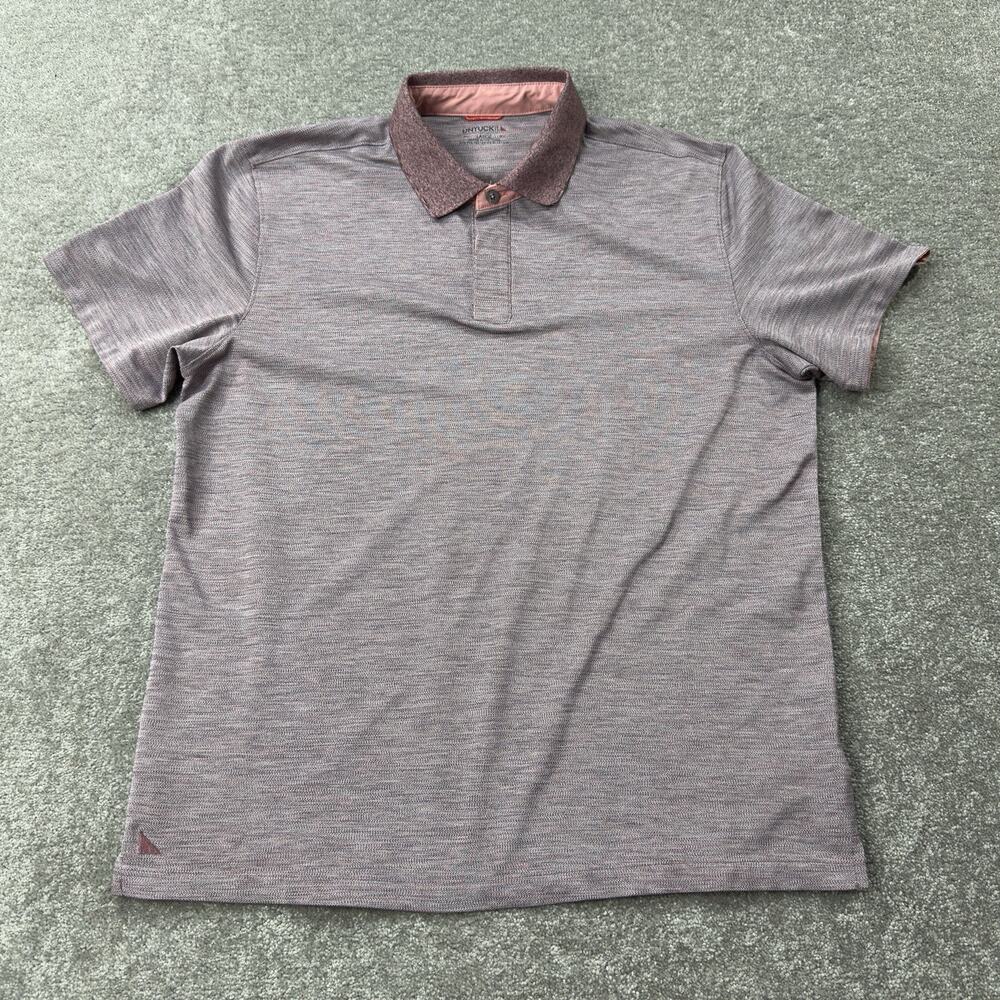 Untuckit Mens Polo Shirt Heathered Pink Regular Fit Collared Short Sleeve Large‎